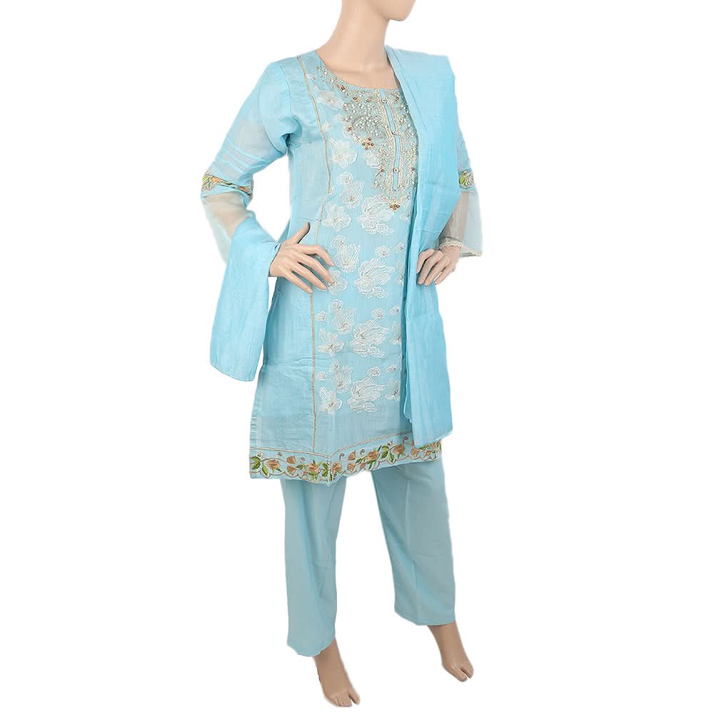 Women's Embroidered Fancy 3Pcs Suit - Blue, Women, Shalwar Suits, Chase Value, Chase Value