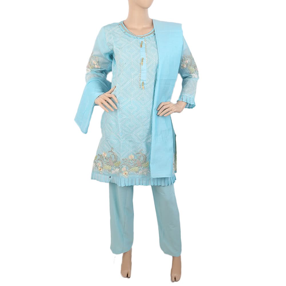 Women's Embroidered Fancy 3Pcs Suit - Blue, Women, Shalwar Suits, Chase Value, Chase Value