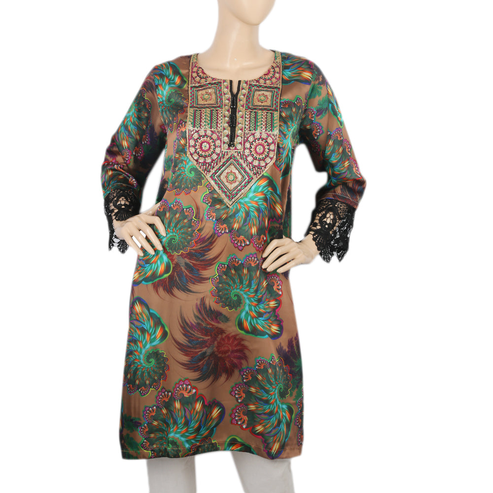 Women's Digital Printed Kurti - Brown, Women, Ready Kurtis, Chase Value, Chase Value