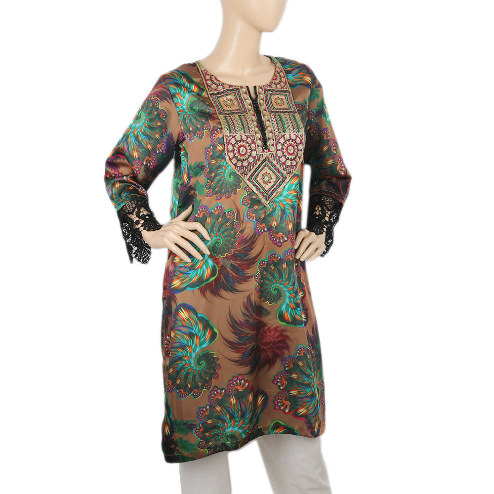 Women's Digital Printed Kurti - Brown, Women, Ready Kurtis, Chase Value, Chase Value