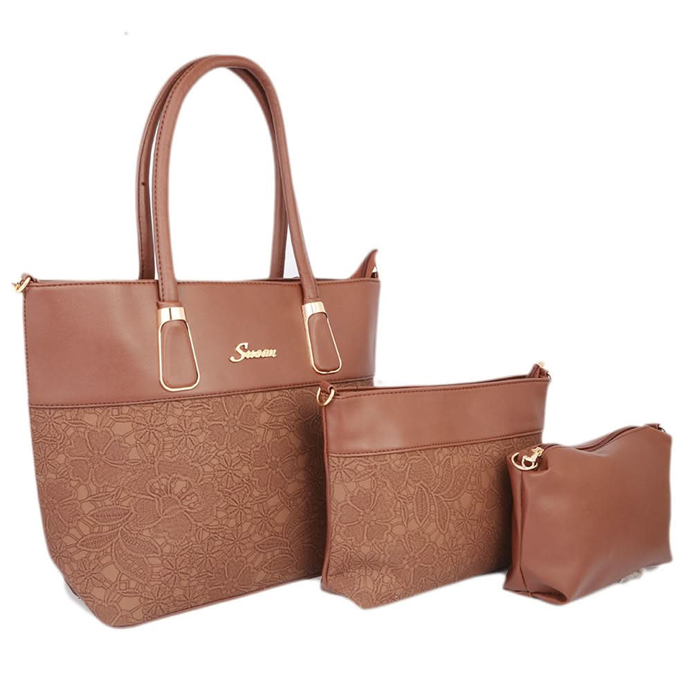 Women's Handbag 3Pcs 223-8 - Brown, Women, Bags, Chase Value, Chase Value