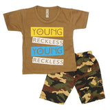 Boys 2 Pcs Suit Half Sleeves - Brown, Kids, Boys Sets And Suits, Chase Value, Chase Value
