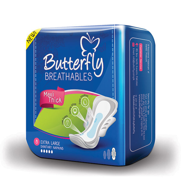 Butterfly Maxi Thick Sanitary Napkins XL 8's, Beauty & Personal Care, Sanitory Napkins, Chase Value, Chase Value