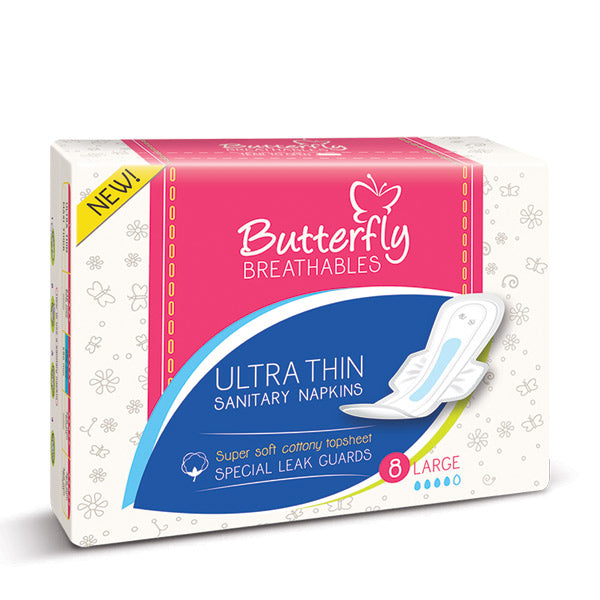 Butterfly Ultra Thin Sanitary Napkins BF B8 L 8's, Beauty & Personal Care, Sanitory Napkins, Chase Value, Chase Value