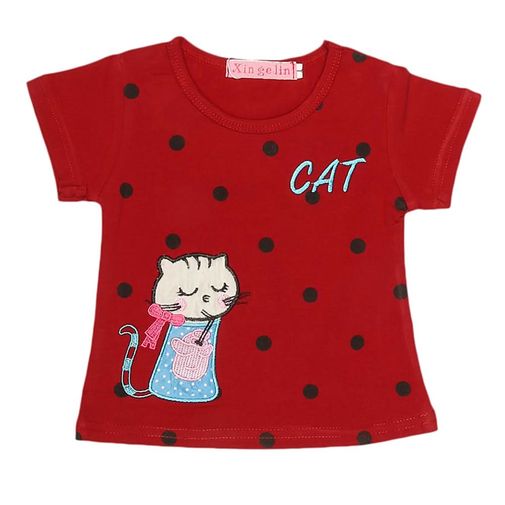 Newborn Girls T-Shirt - Maroon, Kids, NB Girls T-Shirts, Chase Value, Chase Value