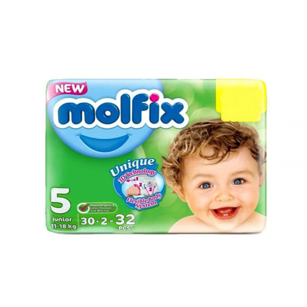 Molfix Baby 3D Diaper 5 Junior 30 Pcs (11-18 Kg), Kids, Diapers, Chase Value, Chase Value