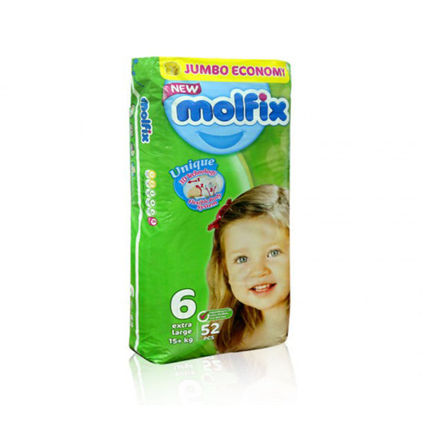 Molfix Baby 3D Diaper 6 X-Large 52 Pcs (15 + Kg), Kids, Diapers, Chase Value, Chase Value