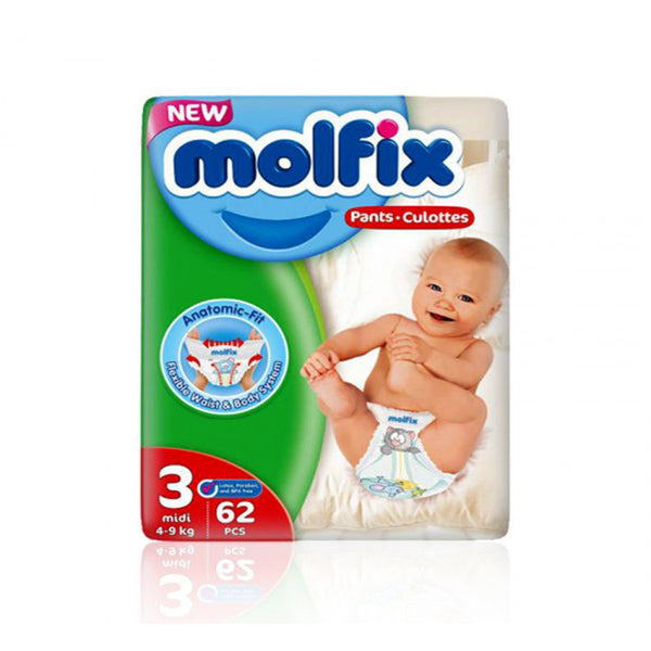 Molfix Baby Pants 3 Midi 62 Pcs (4-9 Kg), Kids, Diapers, Chase Value, Chase Value
