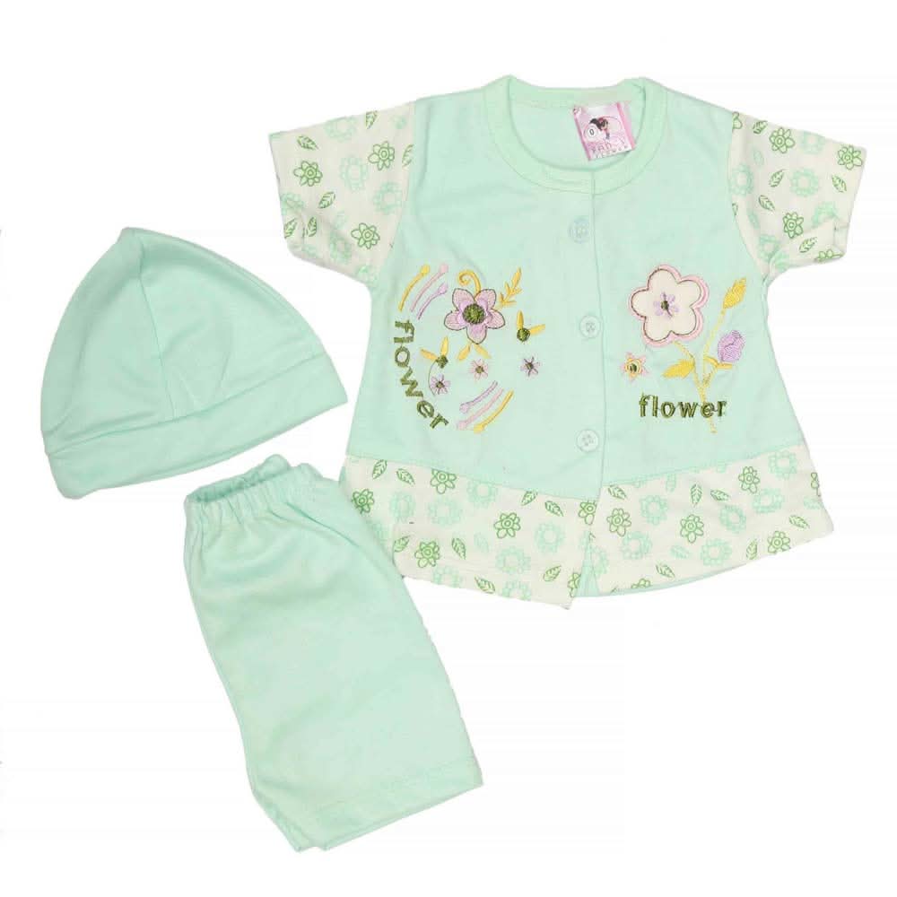 Newborn Girls Suits 3Pcs -Cyan, Kids, NB Girls Sets And Suits, Chase Value, Chase Value