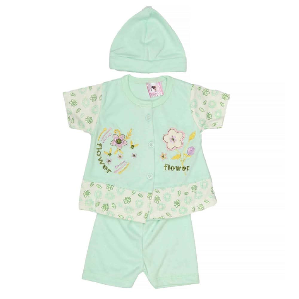 Newborn Girls Suits 3Pcs -Cyan, Kids, NB Girls Sets And Suits, Chase Value, Chase Value