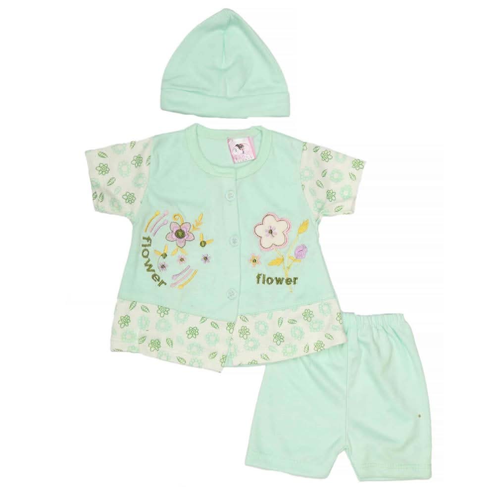 Newborn Girls Suits 3Pcs -Cyan, Kids, NB Girls Sets And Suits, Chase Value, Chase Value