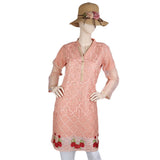 Women's Fancy Embroidered Kurti - Peach, Women, Ready Kurtis, Chase Value, Chase Value