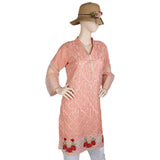 Women's Fancy Embroidered Kurti - Peach, Women, Ready Kurtis, Chase Value, Chase Value