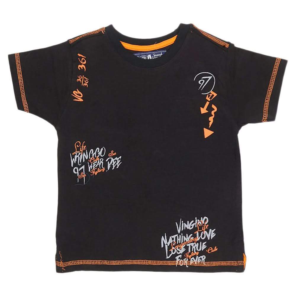 Boys Half Sleeves T-Shirt - Black - test-store-for-chase-value