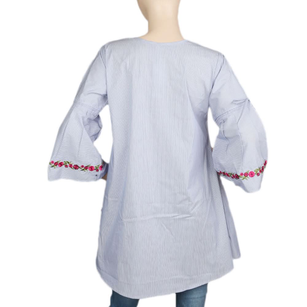 Women's Strip Cotton Kurti - Light Blue, Women, Ready Kurtis, Chase Value, Chase Value