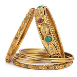 Women's Fancy Bangles 7 Pcs - Golden - test-store-for-chase-value