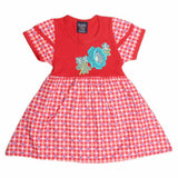 Girls Half Sleeve Fancy Frock - Red - test-store-for-chase-value