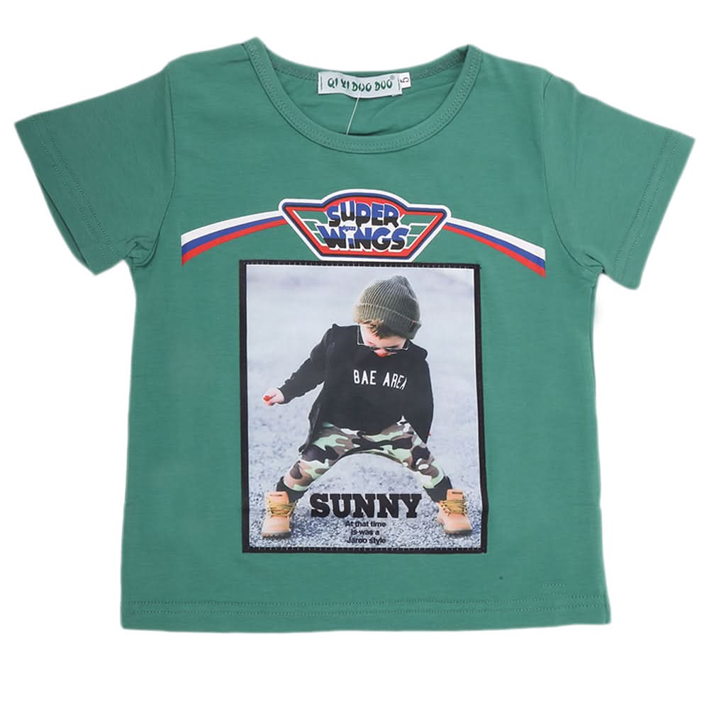 Boys Half Sleeves T-Shirt - Green, Kids, Boys T-Shirts, Chase Value, Chase Value