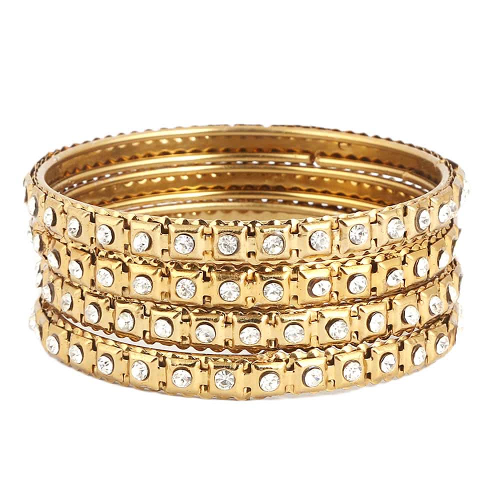 Women's Fancy Bangles 4 Pcs - Golden - test-store-for-chase-value