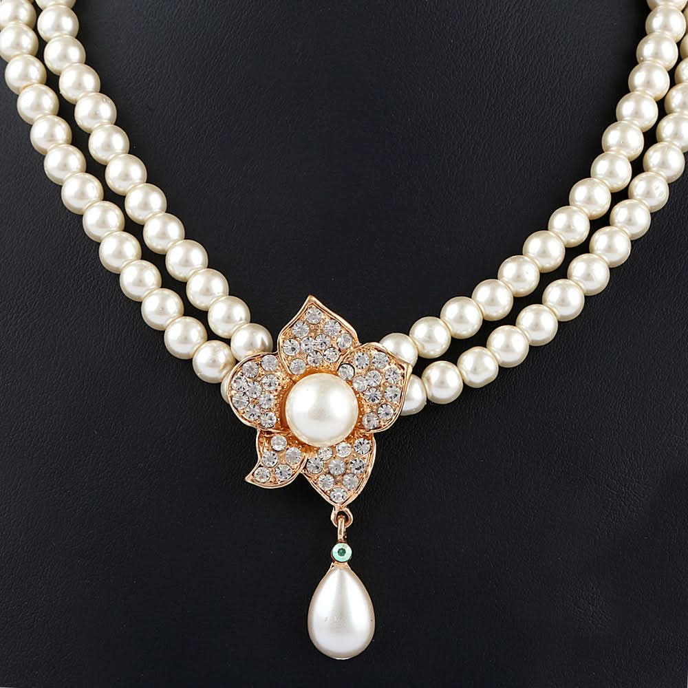 Women's Pearl Locket Set - Golden - test-store-for-chase-value