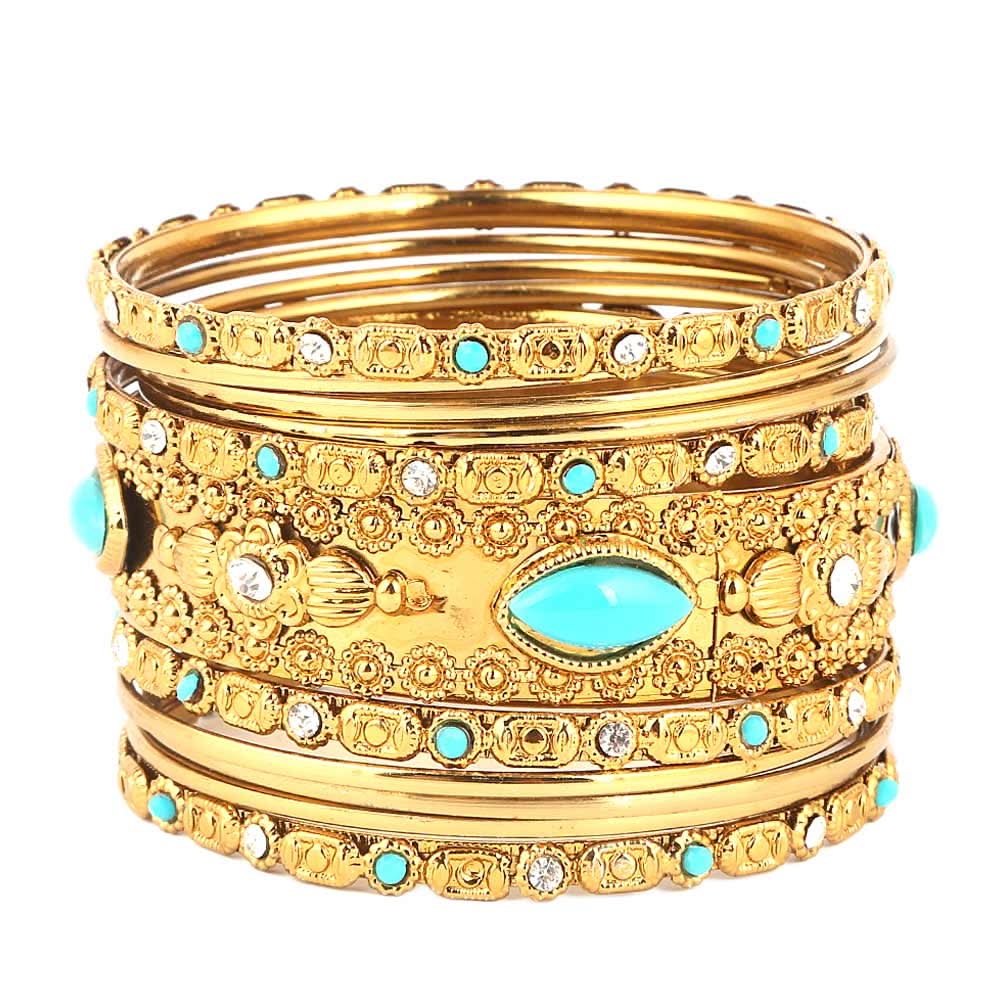 Women's Fancy Bangles 11 Pcs - Golden - test-store-for-chase-value