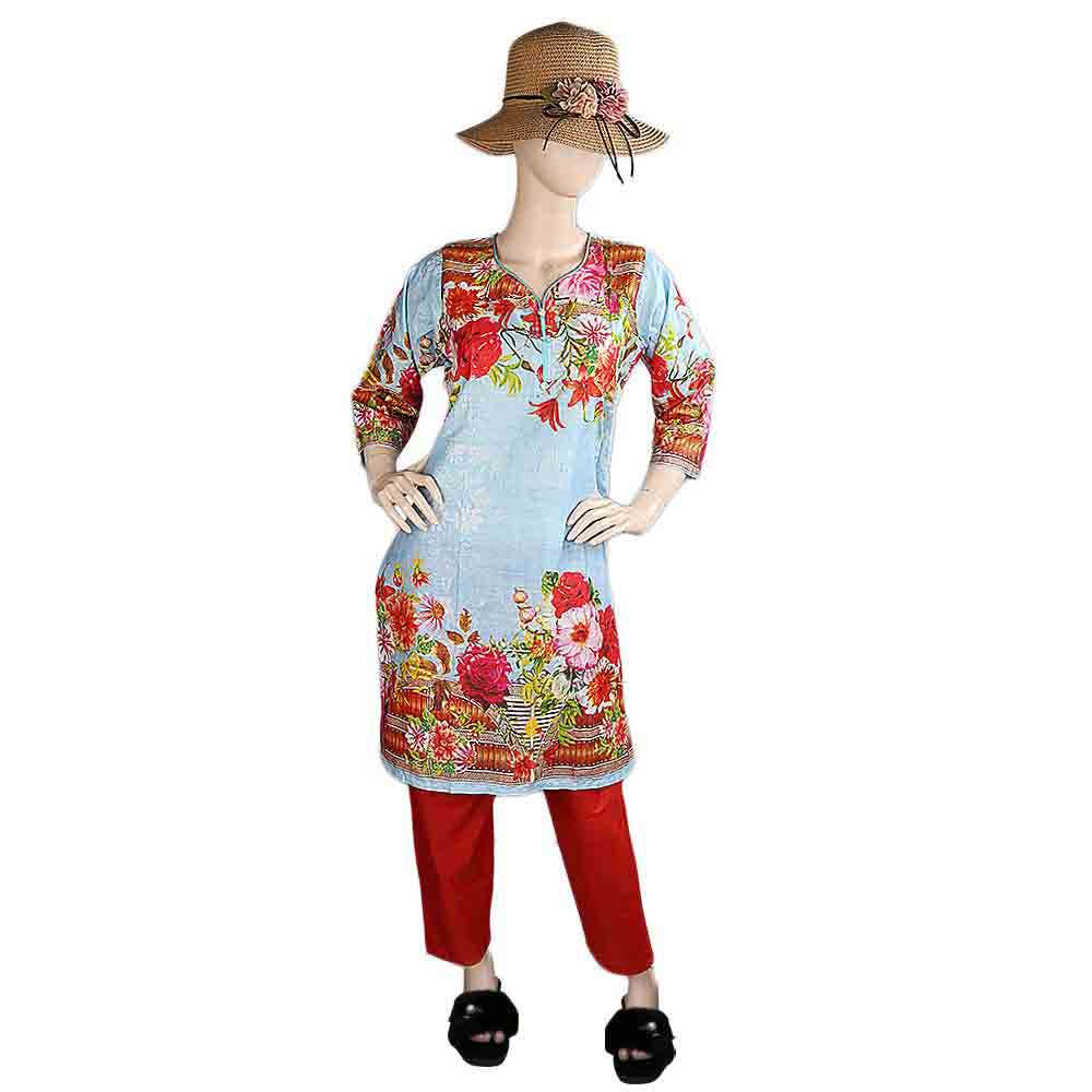 Women's Printed Lawn 2 Pcs Stitched Suit - Multi, Women, Shalwar Suits, Chase Value, Chase Value