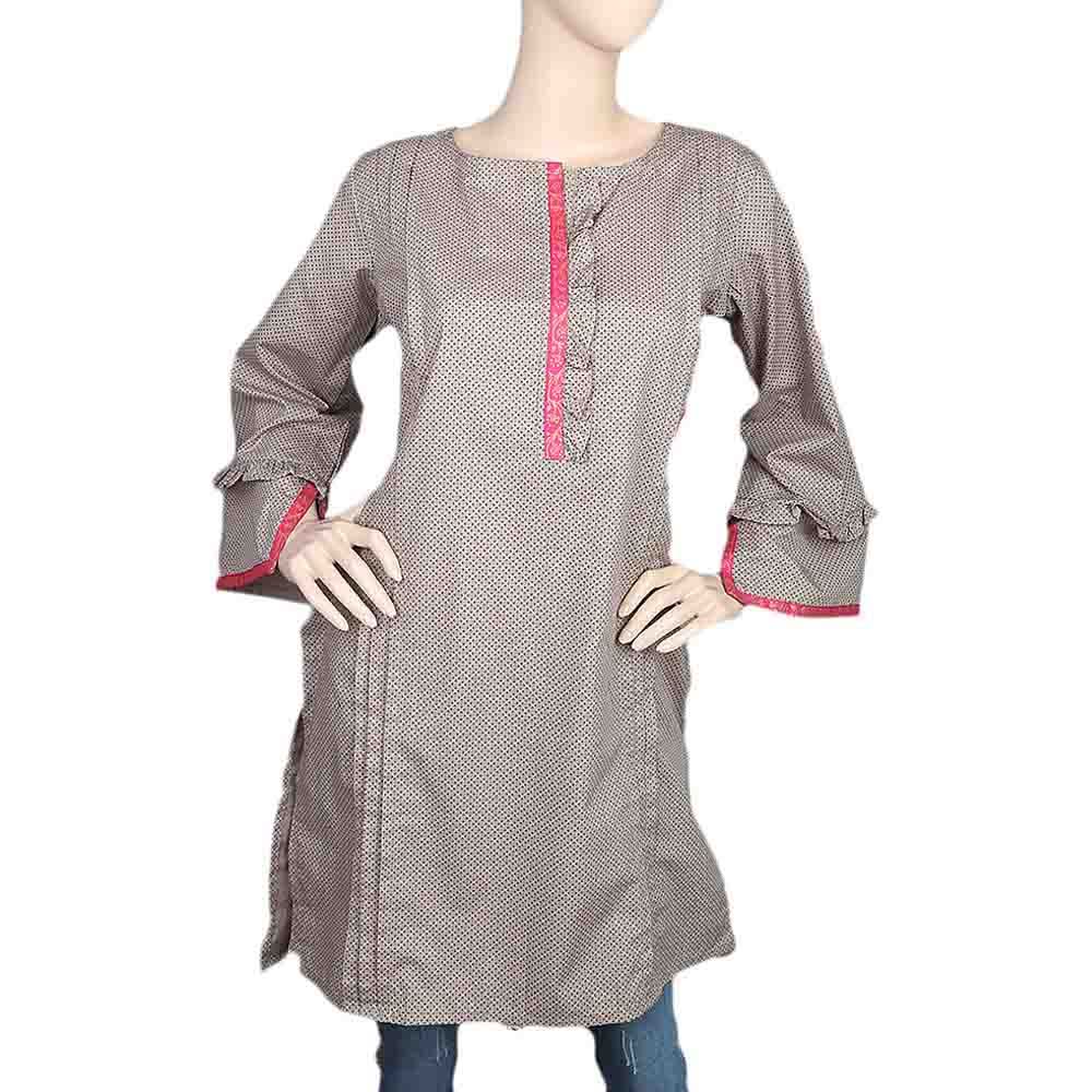 Women's Cotton Plain Kurti - Beige, Women, Ready Kurtis, Chase Value, Chase Value