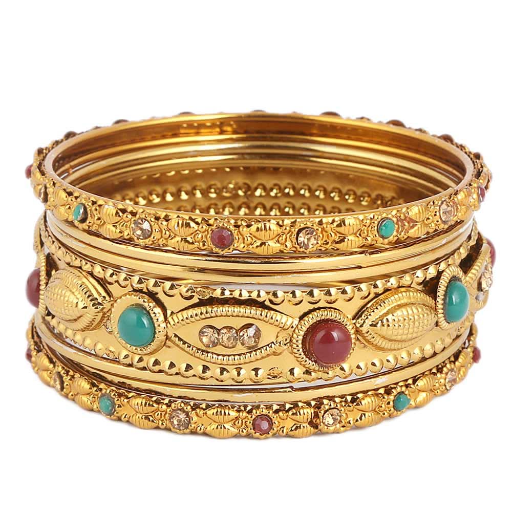 Women's Fancy Bangles 7 Pcs - Golden - test-store-for-chase-value
