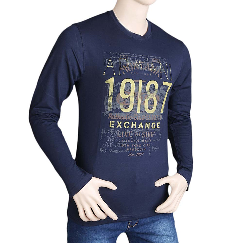 Men's Full Sleeves T Shirt - Navy Blue, Men, T-Shirts And Polos, Chase Value, Chase Value