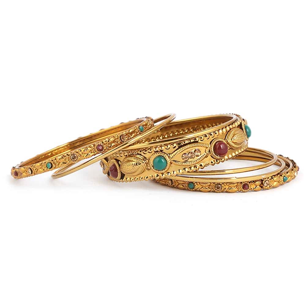 Women's Fancy Bangles 7 Pcs - Golden - test-store-for-chase-value