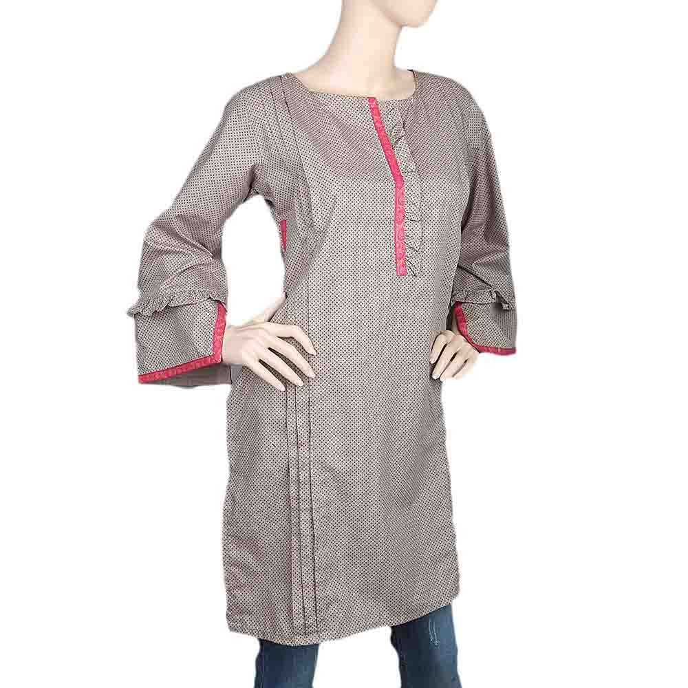Women's Cotton Plain Kurti - Beige, Women, Ready Kurtis, Chase Value, Chase Value
