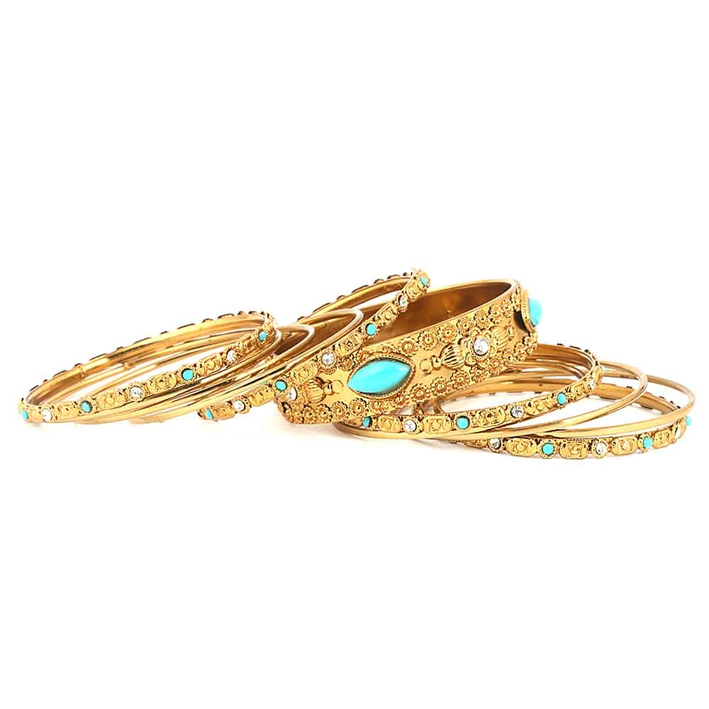 Women's Fancy Bangles 11 Pcs - Golden - test-store-for-chase-value