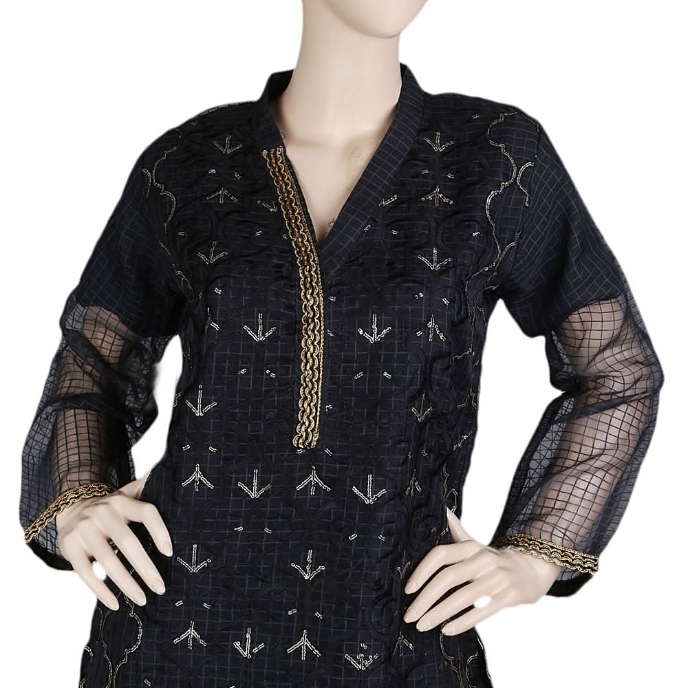 Women's Fancy Embroidered Kurti - Black, Women, Ready Kurtis, Chase Value, Chase Value