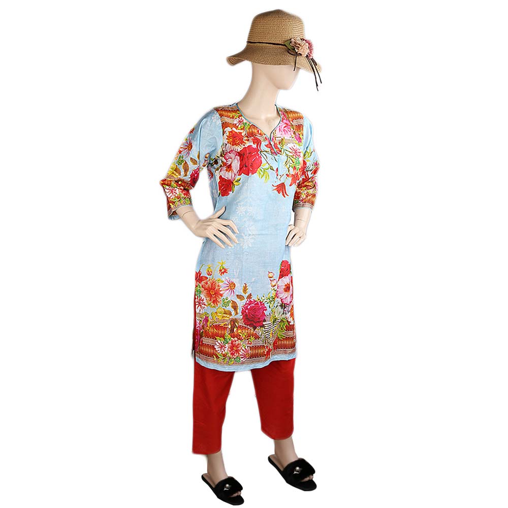 Women's Printed Lawn 2 Pcs Stitched Suit - Multi, Women, Shalwar Suits, Chase Value, Chase Value