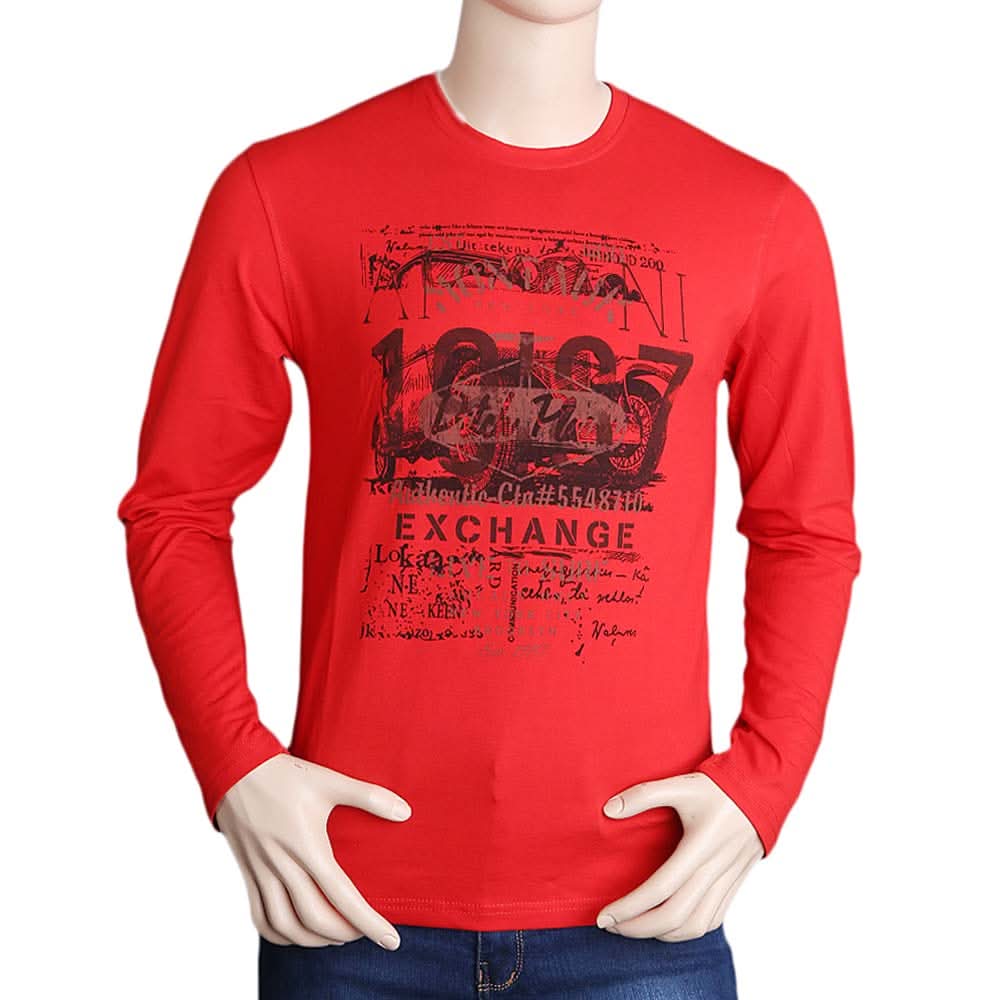 Men's Full Sleeves T Shirt - Red, Men, T-Shirts And Polos, Chase Value, Chase Value