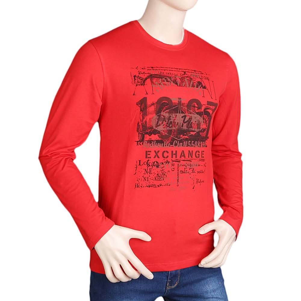 Men's Full Sleeves T Shirt - Red, Men, T-Shirts And Polos, Chase Value, Chase Value