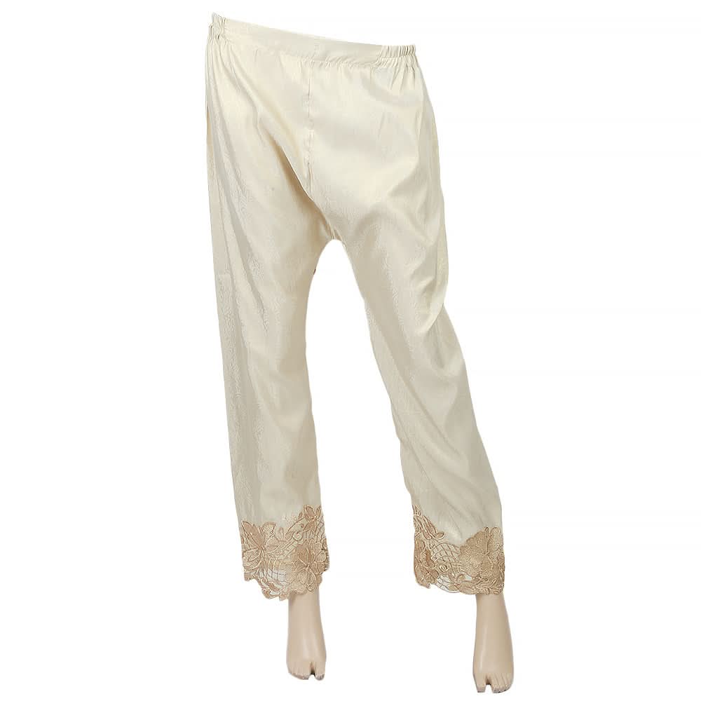 Women's Mehsori Embroidered With Tissue Lace Trouser - Beige, Women, Pants & Tights, Chase Value, Chase Value