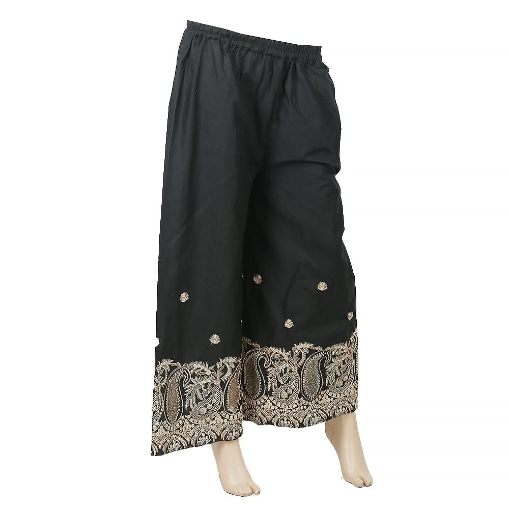 Women's Embroidered Bell Bottom Trouser - Black, Women, Pants & Tights, Chase Value, Chase Value