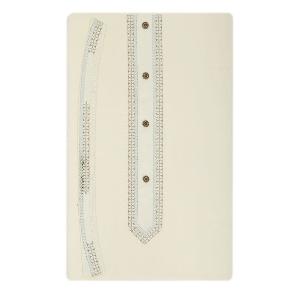 Men's Mashriq Embroidered Un-Stitched Suit - Cream, Men, Unstitched Fabric, Chase Value, Chase Value