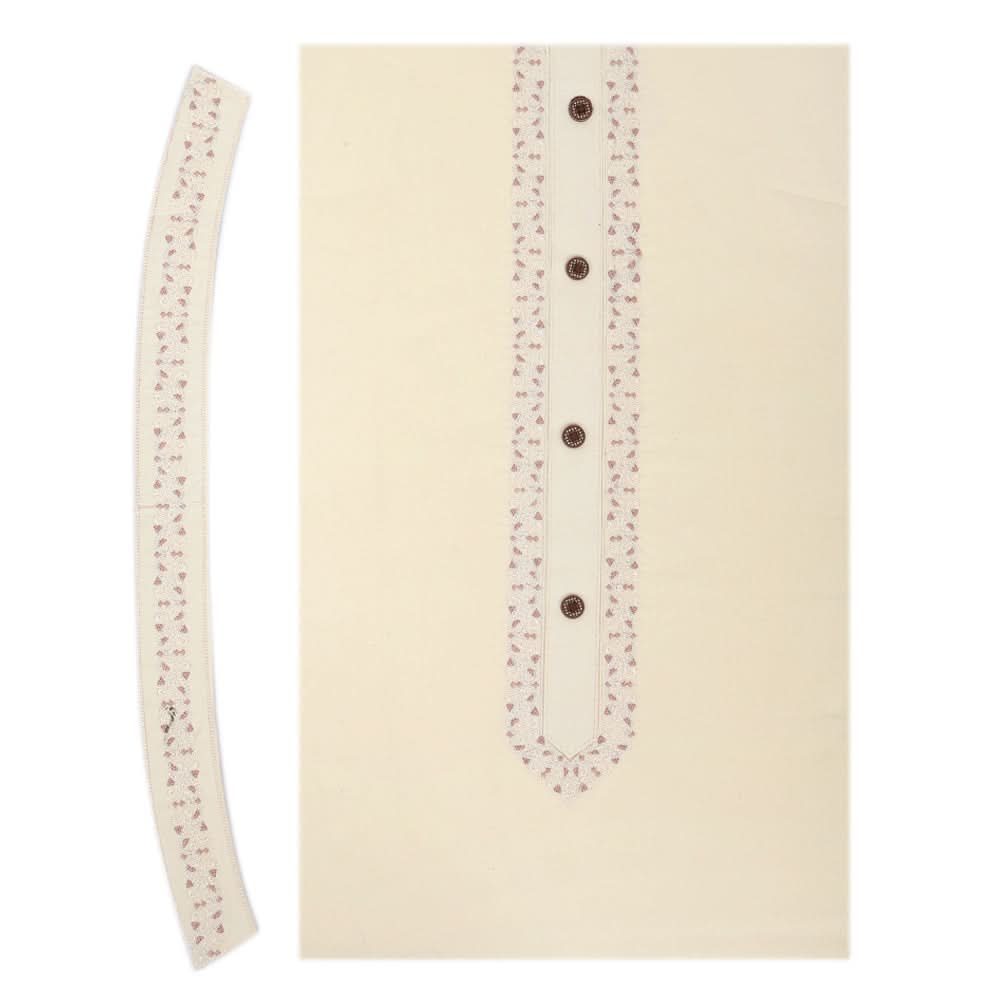 Men's Mashriq Embroidered Un-Stitched Suit - Cream, Men, Unstitched Fabric, Chase Value, Chase Value