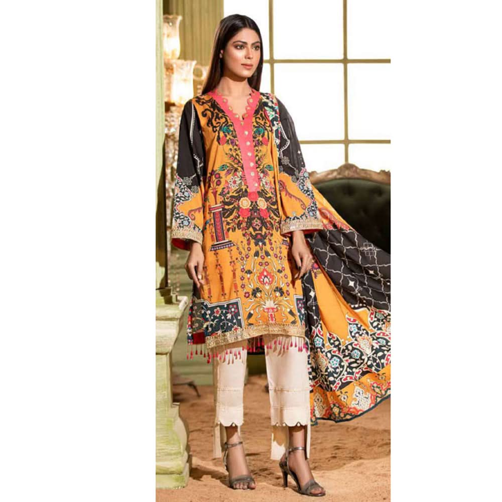 Noor Jahan Embroidered Un-Stitched 3Pcs Suit - 5, Women, 3Pcs Shalwar Suit, Rana Art, Chase Value