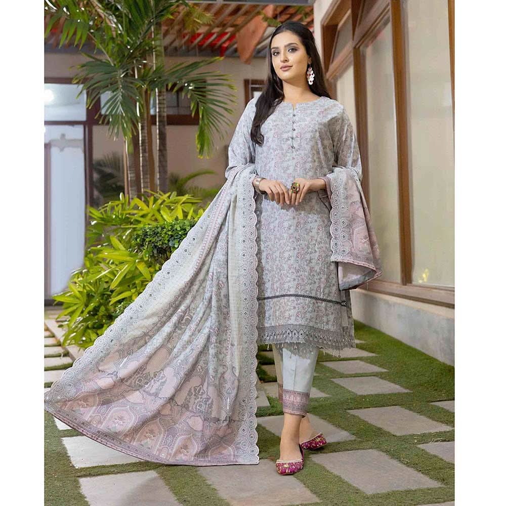 Deena Dhanak Printed Chikcen Kari Unstitched 3Pcs Suit - D-10, Women, 3Pcs Shalwar Suit, Schick Creation, Chase Value