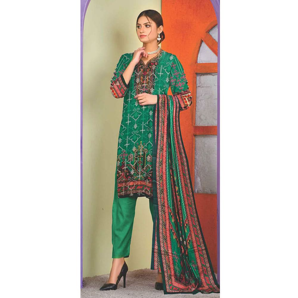 RASHID Dhanak Digital Printed unstitched 3pc Embroidered Suit, Women, 3Pcs Shalwar Suit, Rashid Textiles, Chase Value