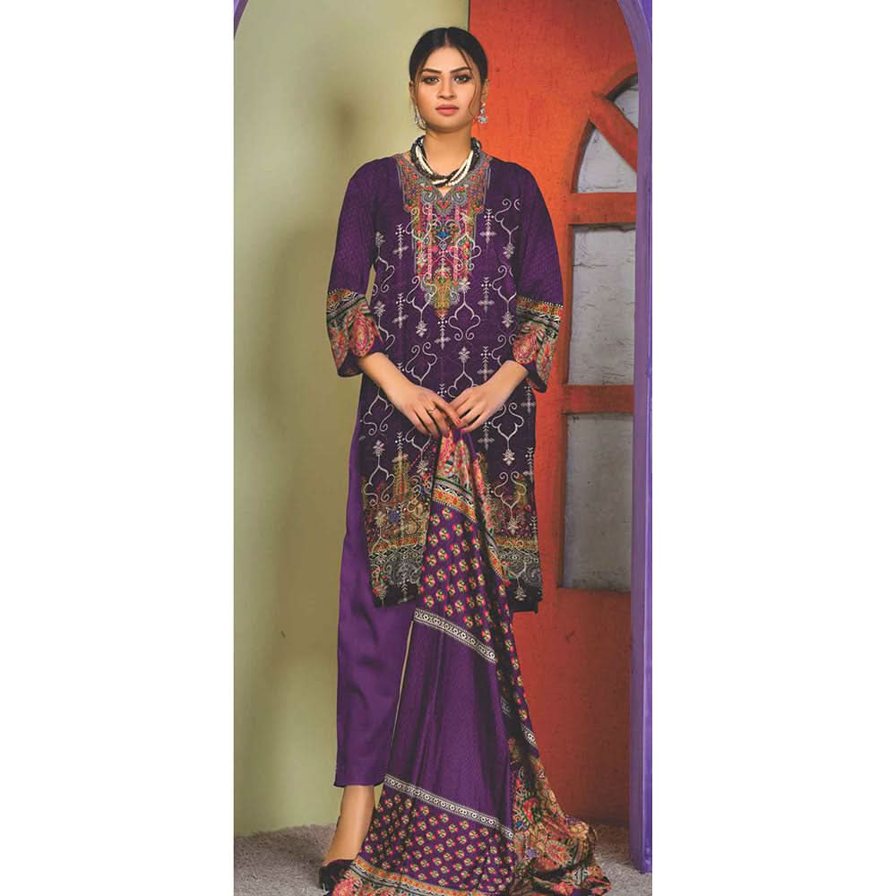 RASHID Dhanak Digital Printed unstitched 3pc Embroidered Suit, Women, 3Pcs Shalwar Suit, Rashid Textiles, Chase Value