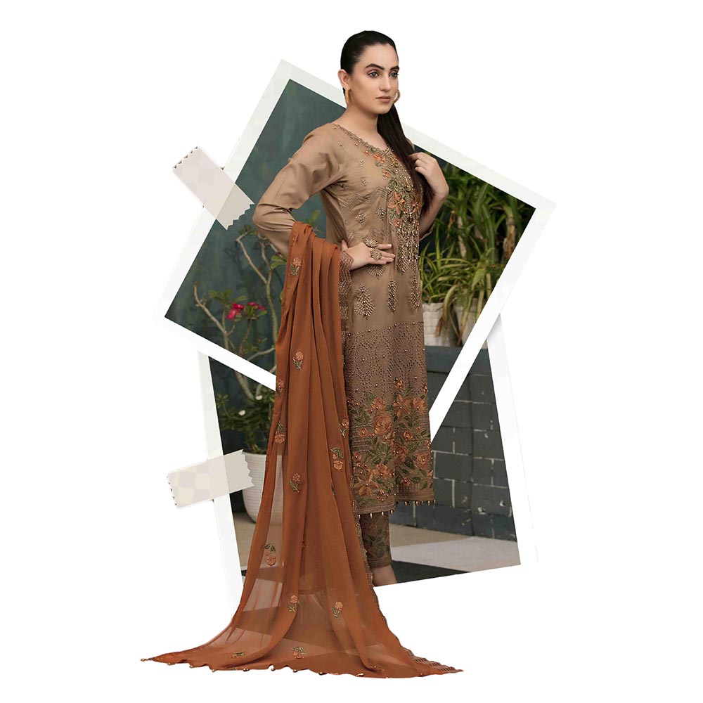 DELIA Boring Embroidered 3 Pcs Semi-Stitched Suit - 1242, Women, 3Pcs Shalwar Suit, Tawakkal Fabrics, Chase Value