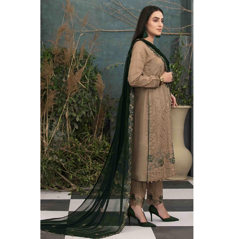 DELIA Boring Embroidered 3 Pcs Semi-Stitched Suit - 1244, Women, 3Pcs Shalwar Suit, Tawakkal Fabrics, Chase Value