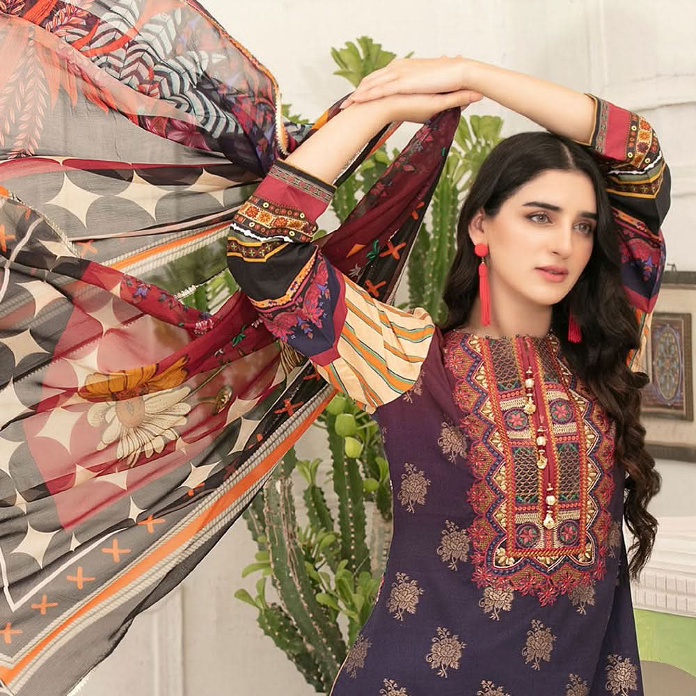 ZIMAL Viscose Digital Printed Jacuard 3 Pcs Un-Stitched Suit - 1970, Women, 3Pcs Shalwar Suit, Tawakkal Fabrics, Chase Value