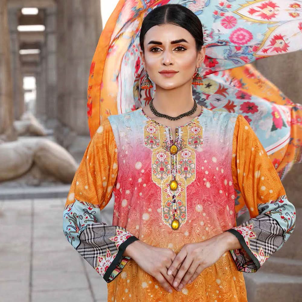 Orissa Digital Printed Chikan Kari Linen 3 Pcs Un-Stitched Suit - 2703, Women, 3Pcs Shalwar Suit, Rashid Textiles, Chase Value