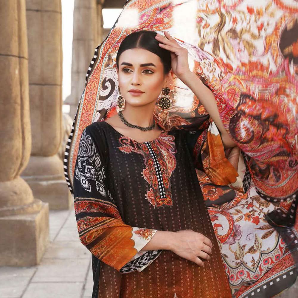 Orissa Digital Printed Chikan Kari Linen 3 Pcs Un-Stitched Suit - 2707, Women, 3Pcs Shalwar Suit, Rashid Textiles, Chase Value