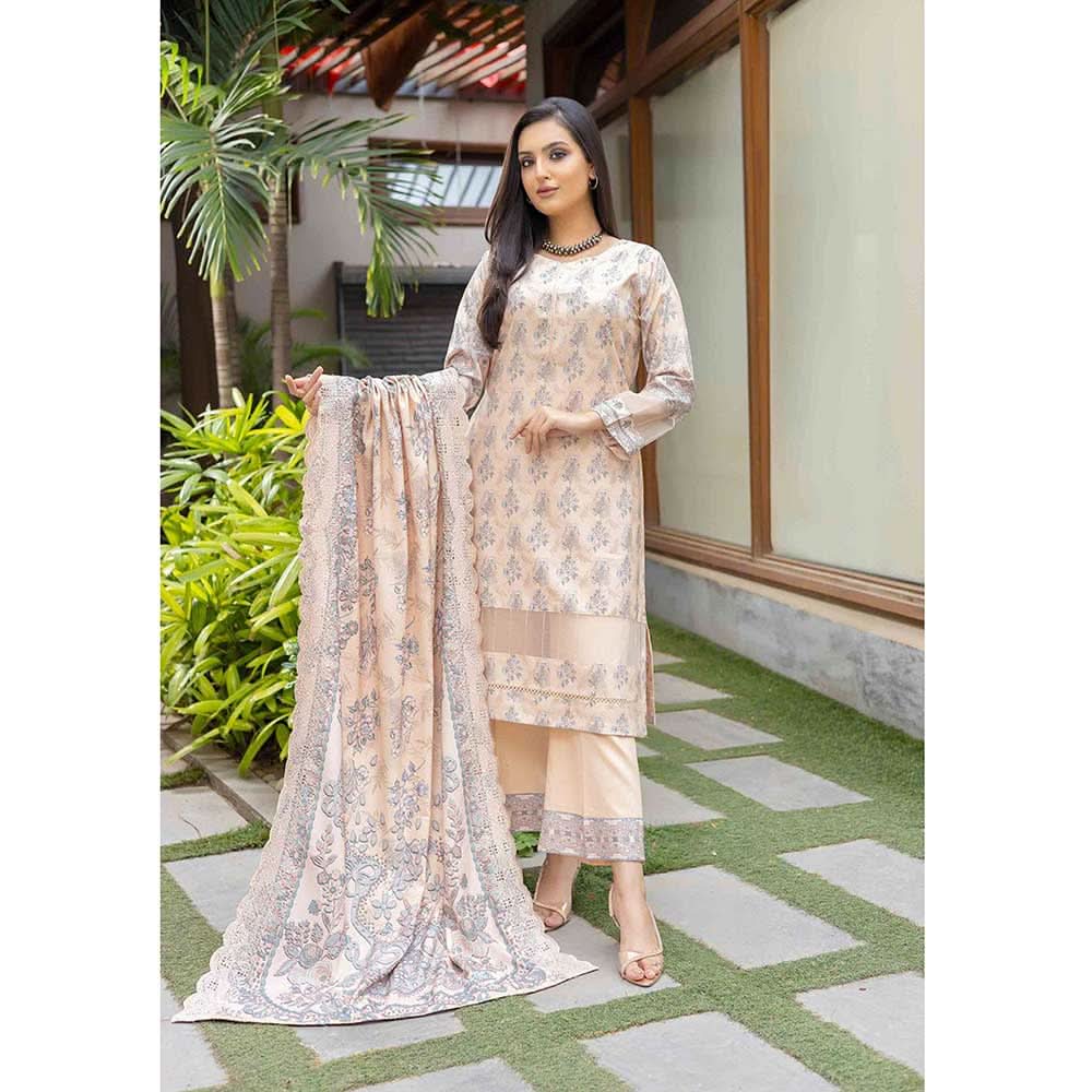 Deena Dhanak Printed Chikcen Kari Unstitched 3Pcs Suit - D-2, Women, 3Pcs Shalwar Suit, Schick Creation, Chase Value